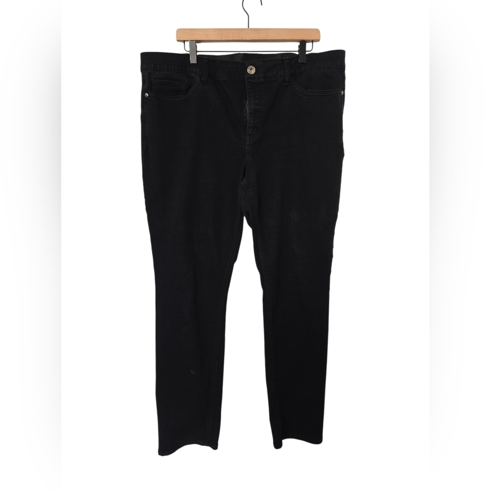 Liz Claiborne Sara Slim Leg Mid Rise Black Straight Jeans 20Tall